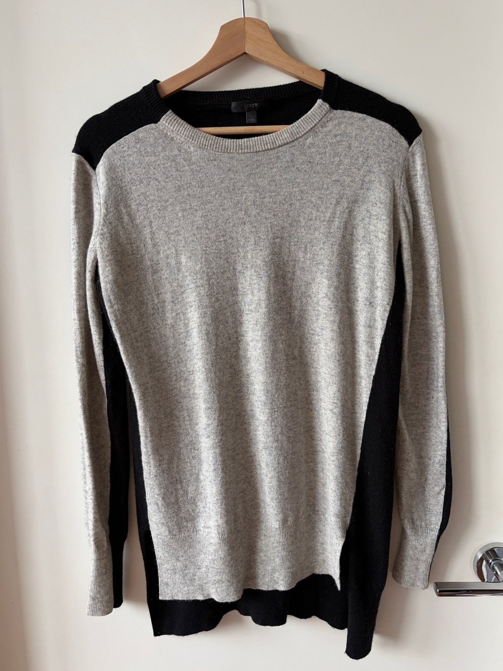 J. Crew Two-Tone Crewneck Sweater - Gray and Black Wool
